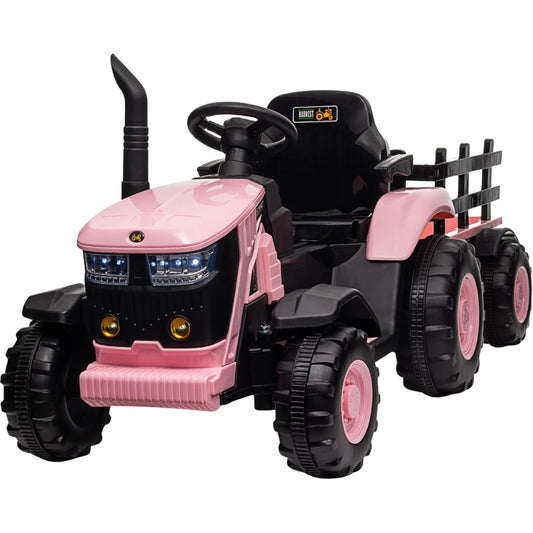 Funstuff Turbo Harvest 12V pink electric ride-on tractor with trailer