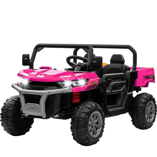Funstuff AgriBuddy 12V pink electric ride-on buggy with rear tipper, front view