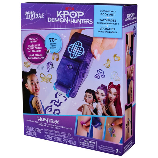 Cool Maker KPop Demon Hunters Shimmer Foil Tattoo Set – box and contents