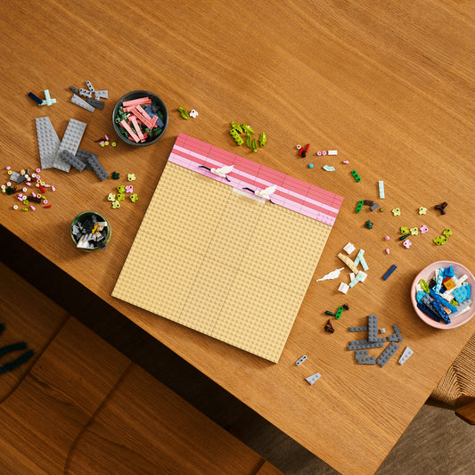 girl building lego japanese cherry blossom