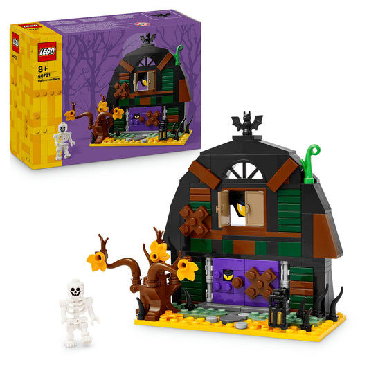 LEGO Halloween barn with packaging on white background