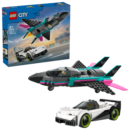 lego city jet vs car with box