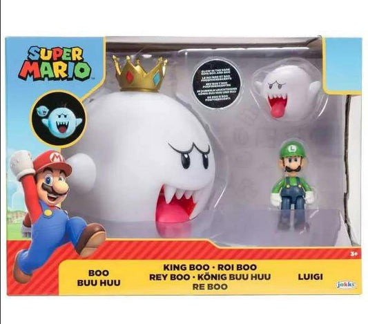 Super Mario King Boo, Boo and Luigi Glow in the Dark Figure Set – product view