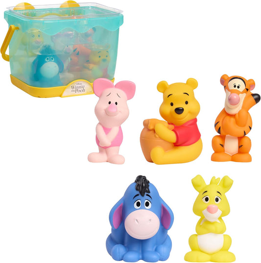 Disney Winnie the Pooh Bath Caddy with five character bath toy figures