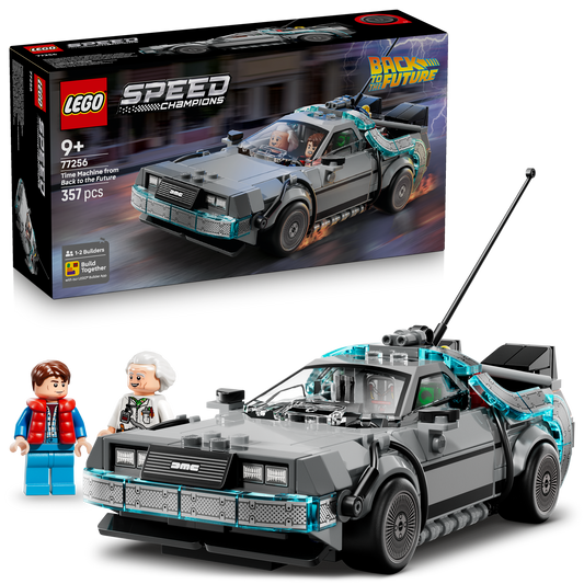 lego time machine from back to the future with box