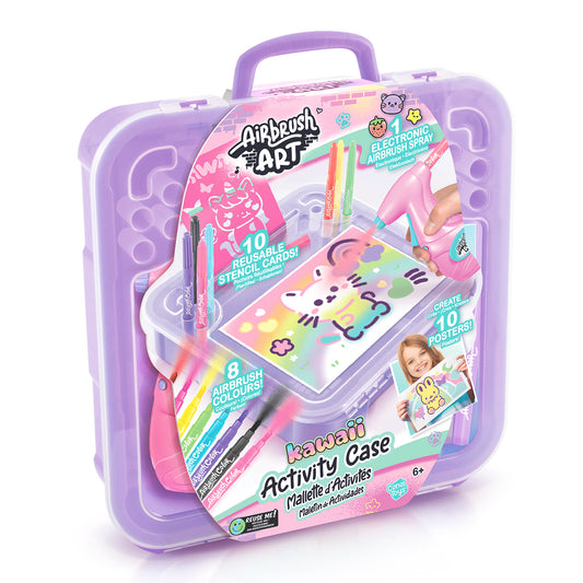 Airbrush Art Kawaii Activity Case with airbrush tool, markers and kawaii stencil artwork – view 2
