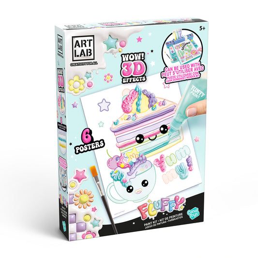 Art Lab Fluffy Paint Kit with fluffy paints, watercolours and finished 3D posters – view 2