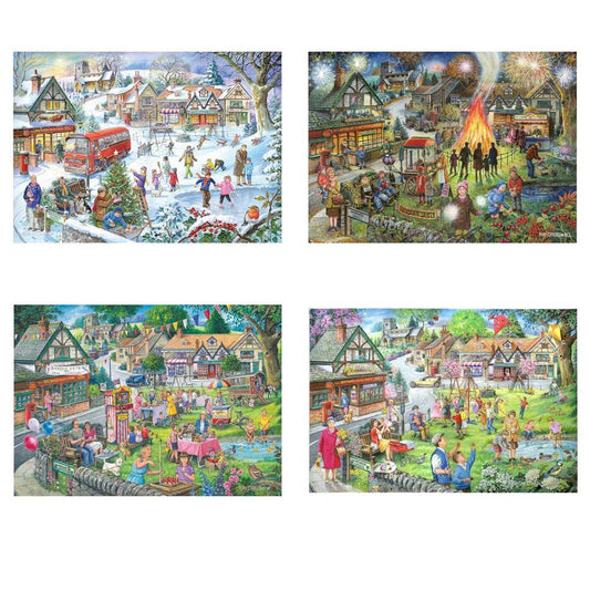 House of Puzzles Seasons on the Green 4 x 500 Piece Jigsaw Puzzles image 2
