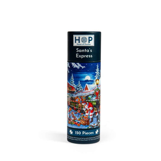 House of Puzzles Santa's Express Puzzle Tube 150 Piece Jigsaw box front