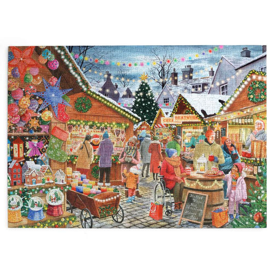 House of Puzzles Christmas Market 1000 Piece Jigsaw Puzzle completed picture