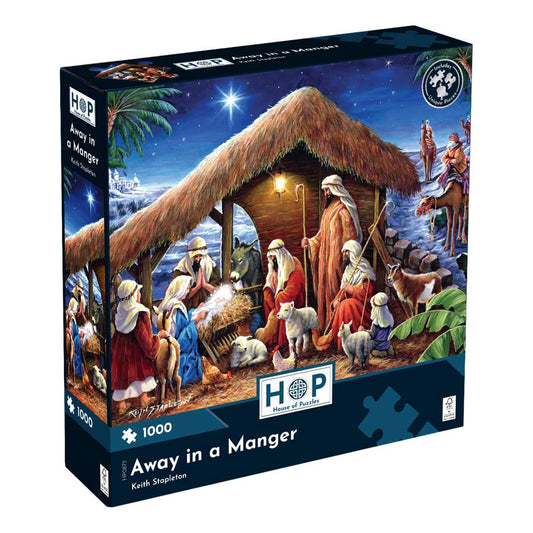 House of Puzzles Away in a Manger 1000 Piece Jigsaw Puzzle box front