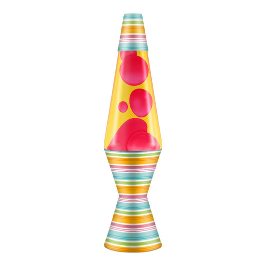 Aesthetic 14.5" Beach Umbrella LAVA Lamp with vibrant wax movement and soft glow.