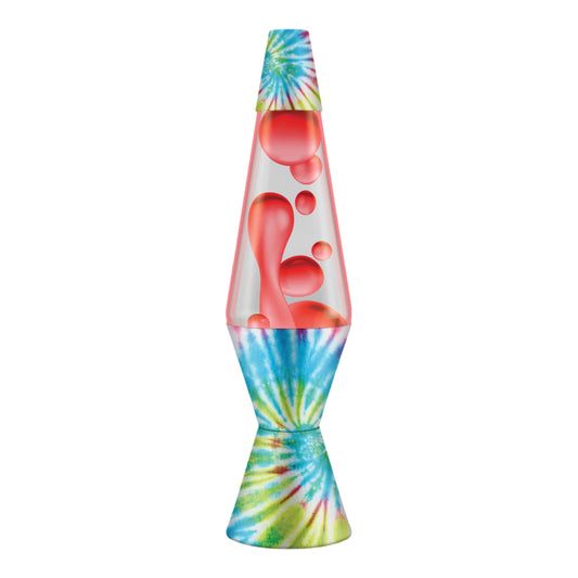 Enjoy a relaxing ambiance with the 14.5" Pinwheel Tie Dye LAVA Lamp, blending nostalgia and fun.