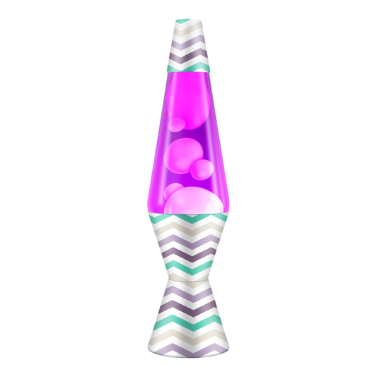 The 14.5" Poolside Cabana LAVA Lamp fosters creativity and relaxation with its slow-moving wax and chic geometric-striped pattern.
