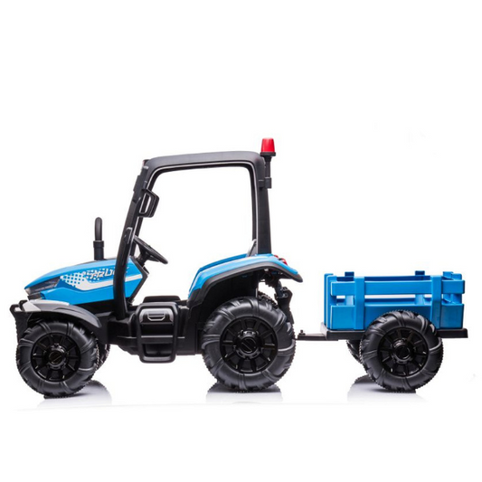 AgriPow 24V Electric Ride On Tractor with Trailer Blue side view picture