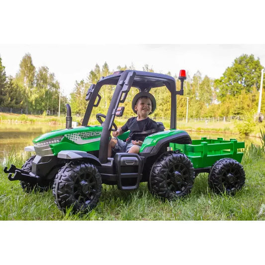 AgriPow 24V Electric Ride On Tractor with Trailer Green life style picture