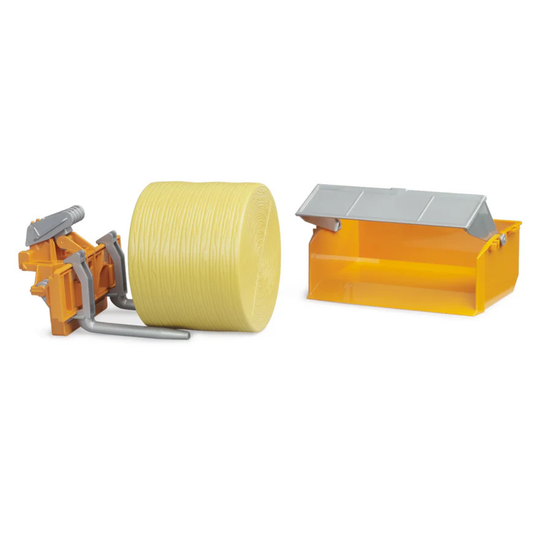 Bruder 1:16 Transport Box with Forks and 1 Round Bale farming playset
