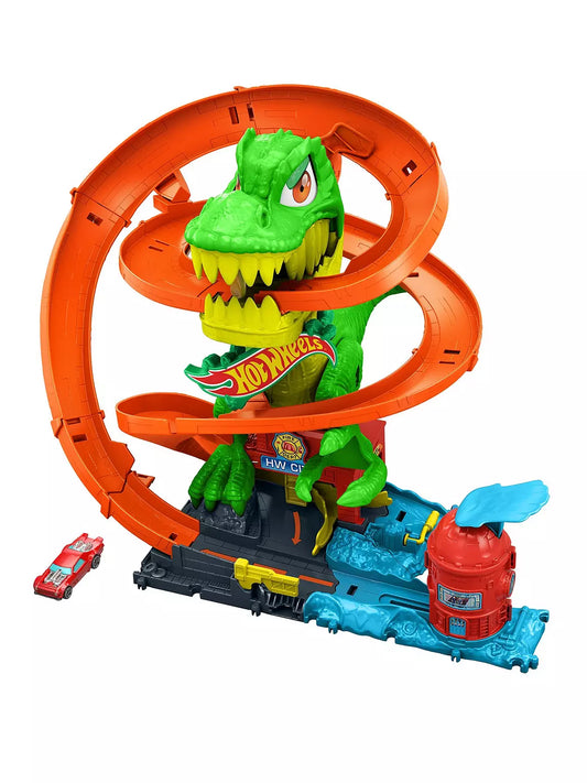 Action-packed Hot Wheels T Rex Blaze Battle playset featuring a dynamic TRex.