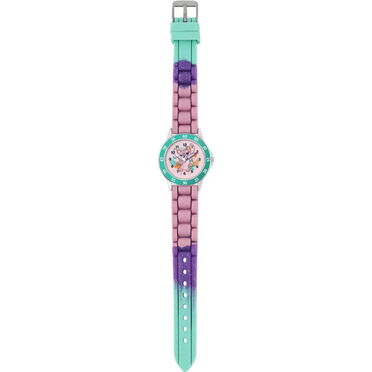 Disney Lilo & Stitch Pink Angel Quartz Watch with a multicolor strap