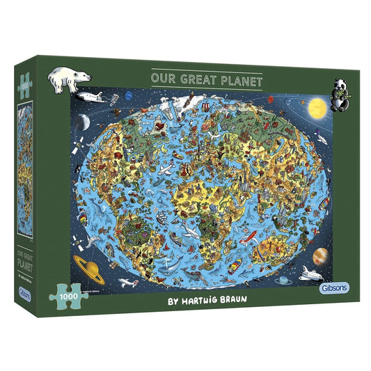 Dive into global exploration with the colorful Gibsons - Our Great Planet 1000 Piece Jigsaw Puzzle.