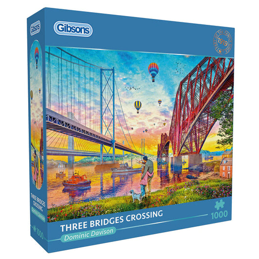Dominic Davison’s art captured in the Gibsons - Three Bridges Crossing jigsaw puzzle.