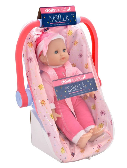 Isabella Soft Bodied Baby Doll with car seat carrier