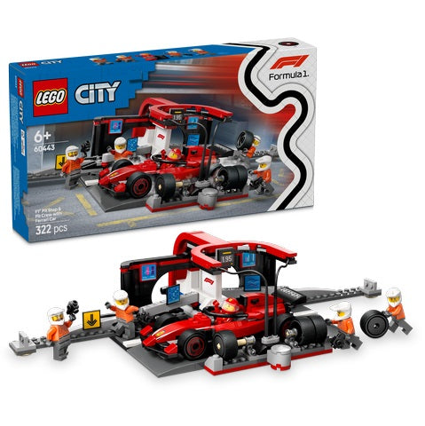 LEGO CITY 60443 F1 Pit Stop & Pit Crew with Ferrari Car