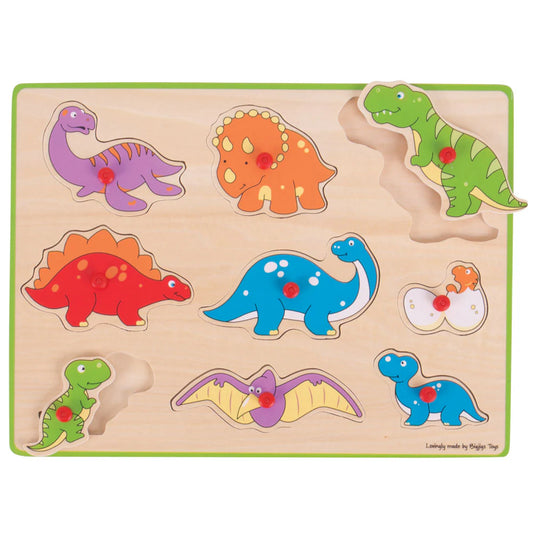 Lift Out Puzzle (Dinosaurs) with a printed baseboard to aid learning.