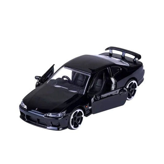 Majorette Nissan Silvia S15 Spec R Aero Black Diecast Car front view picture on the white background
