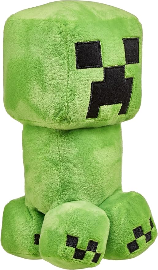 "Creeper from Minecraft as an 8-inch plush, ideal for travel and display."
