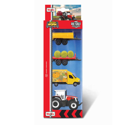 Maisto Mini Working Machines Pack of 4 Tractors Massey Ferguson
