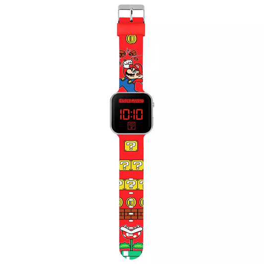 Nintendo Kinds Red Super Mario LED Digital Watch with a red silicon strap