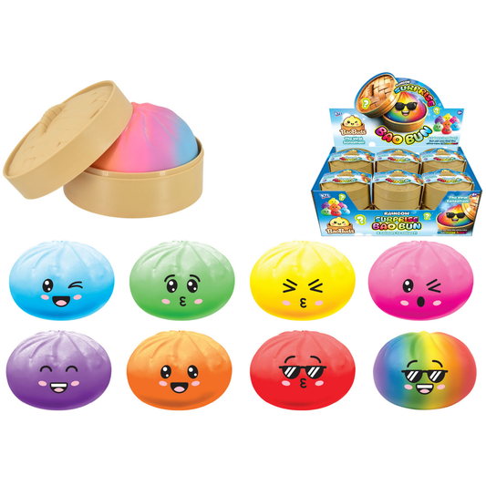 Rainbow Squishy Bao Bun In Dumpling Case sensory fidget toysin a mistery box