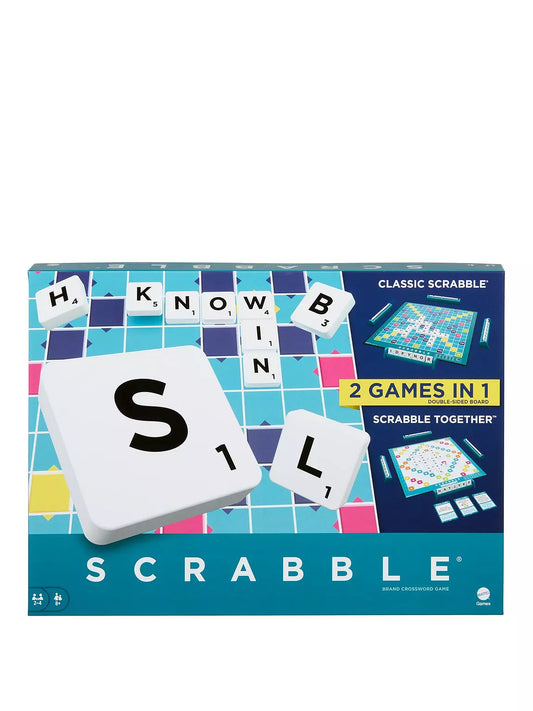 "The Scrabble Original board game lets players build words and earn points with Double Letter and Triple Word scores."