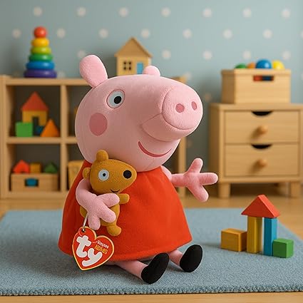 TY Peppa Pig Beanie Soft Plush Toy life style picture