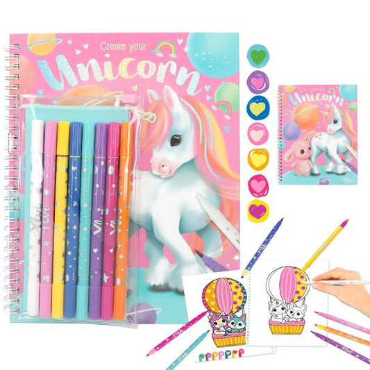 Ylvi Colouring Book with Pen Set with vibrant 8 color pens