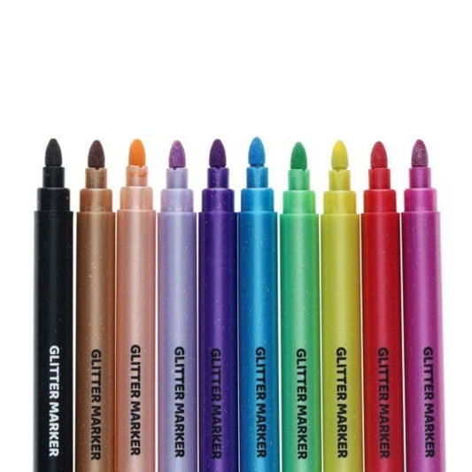 Toys at Foys - World of Colour 10 Pack Washable Glitter Markers lids off