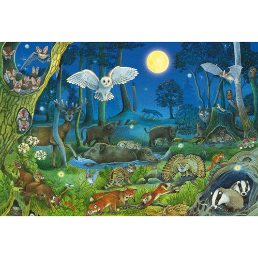 animals at night in the forest finished puzzle