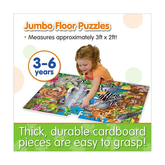 child making jumbo floor puzzle