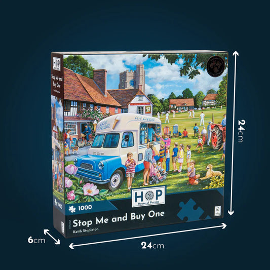 Box for jigsaw puzzle on dark blue background