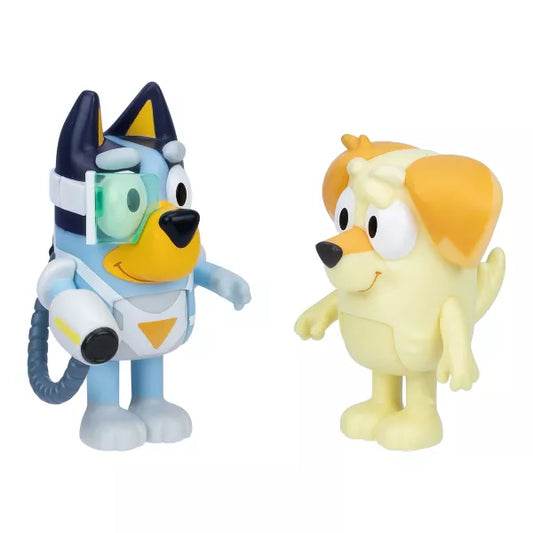 Two dog mini figures on white background
