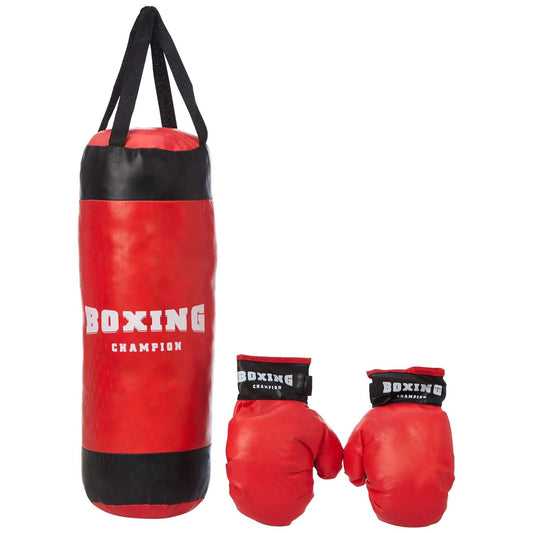 red boxing gloves and boxing bag
