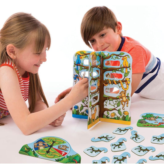 two kids playing with cheeky monkeys game