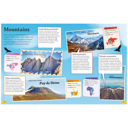 mountains page of book