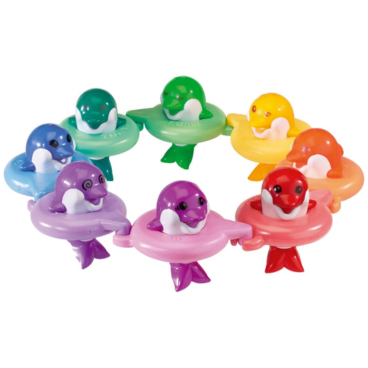 colourful dolphin bath toys