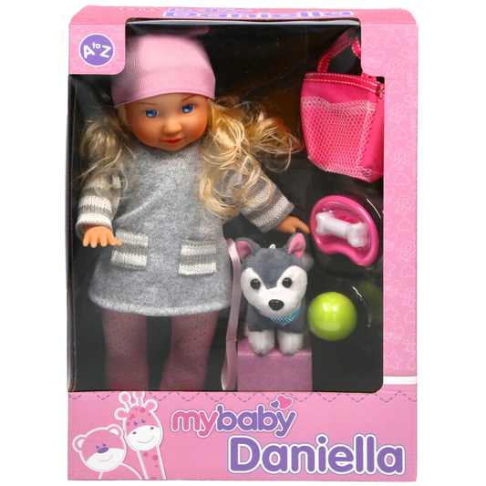doll with dog and accessories in packaging