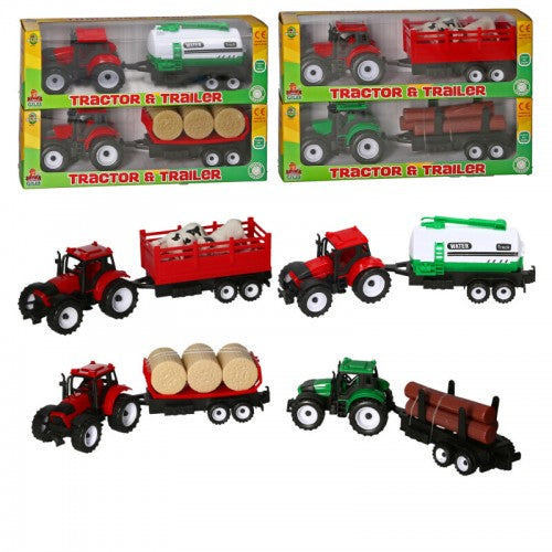 assorted farm tractor with trailer