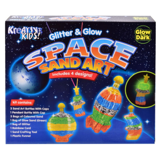 space glitter and glow sand art kit