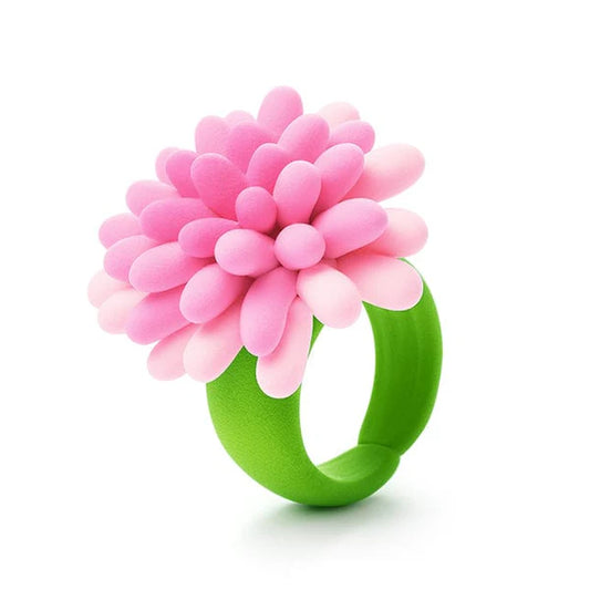 pink and green homemade clay ring