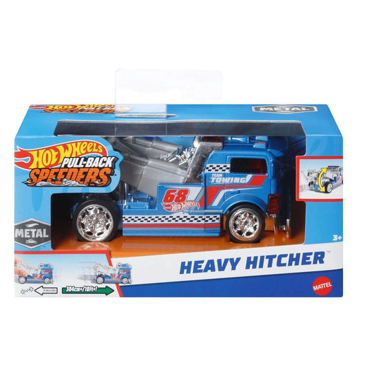 blue model truck with red details in packaging